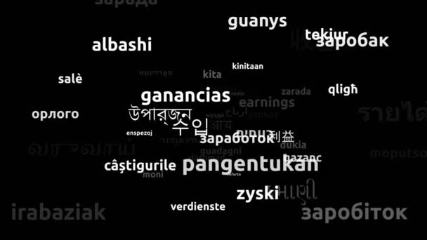 Übersetzt Weltsprachen Endlosschleife Zoomen Wordcloud Maske — Stockvideo