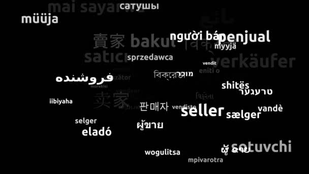 Venditore Tradotto Lingue Tutto Mondo Endless Looping Zoom Wordcloud Mask — Video Stock