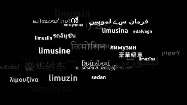 Limousine Μεταφράστηκε Worldwide Languages Endless Looping Zooming Wordcloud Mask — Αρχείο Βίντεο