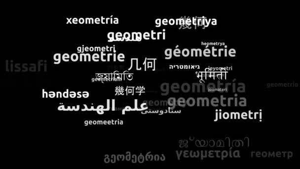 Geometri Översatt Till Hela Världen Språk Endless Looping Zooming Wordcloud — Stockvideo