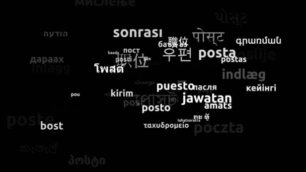 Сообщение Переведено Языков Мира Бесконечный Цикл Увеличение Маски Wordcloud — стоковое видео