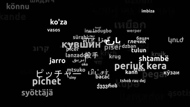 Pitcher Translated Worldwide Languages Endless Looping Zooming Wordcloud Mask — 비디오