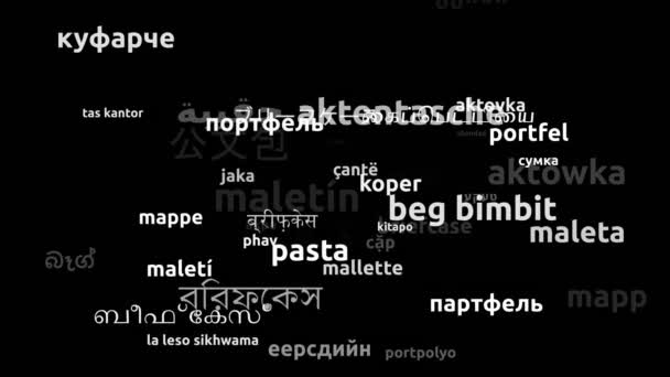 Briefcase Translated Worldwide Languages Endless Looping Zooming Wordcloud Mask — Stock Video