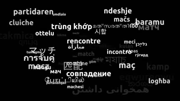 Match Translated Worldwide Languages Endless Looping Zooming Wordcloud Mask — Stock Video