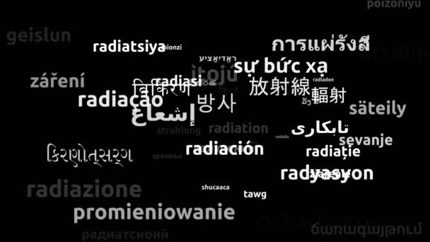 Radiation Translated Worldwide Languages Endless Looping Zooming Wordcloud Mask — Stock video