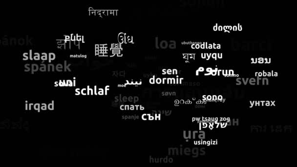Sueño Traducido Idiomas Mundiales Endless Looping Ampliación Máscara Wordcloud — Vídeos de Stock