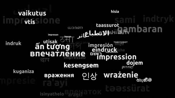 Impresión Traducida Idiomas Mundiales Endless Looping Zoom Wordcloud Mask — Vídeo de stock