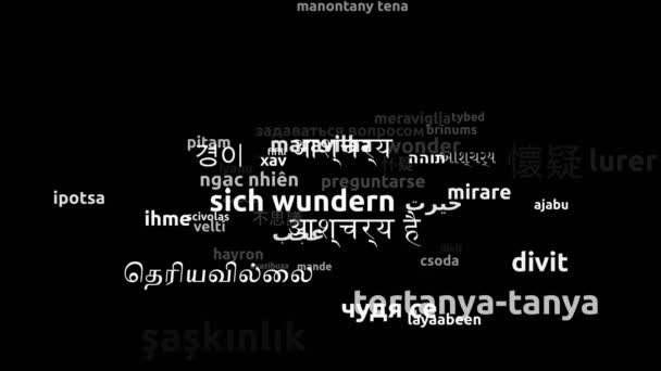 Wonder Translated Worldwide Languages Endless Looping Zooming Wordcloud Mask — Vídeo de Stock