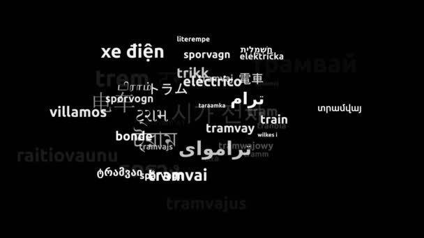 用51种世界语言翻译的无限大环路3D缩放Wordcloud掩蔽 — 图库视频影像