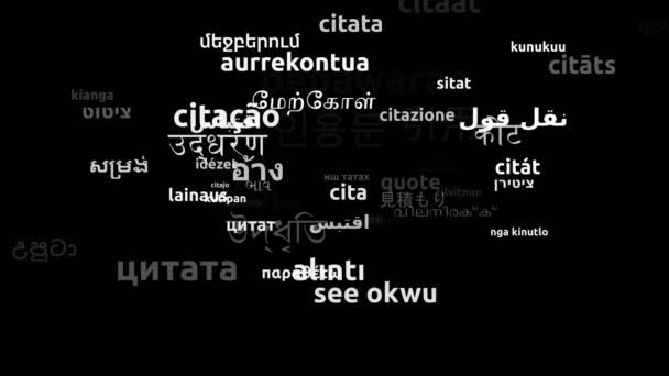 Kutipan Diterjemahkan Dalam Bahasa Sedunia Endless Looping Zooming Wordcloud Mask — Stok Video