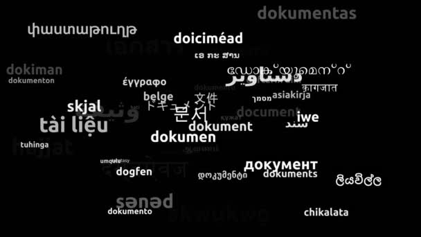 Document Translated Worldwide Languages Endless Looping Zooming Wordcloud Mask — Stock Video