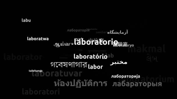 Lab Translated Worldwide Languages Endless Looping Zooming Wordcloud Mask — Vídeo de Stock