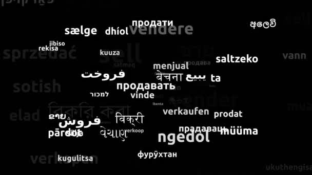 Sprzedaj Przetłumacz Komentarz Przetłumaczone Języków Angielski Endless Looping Zooming Wordcloud — Wideo stockowe