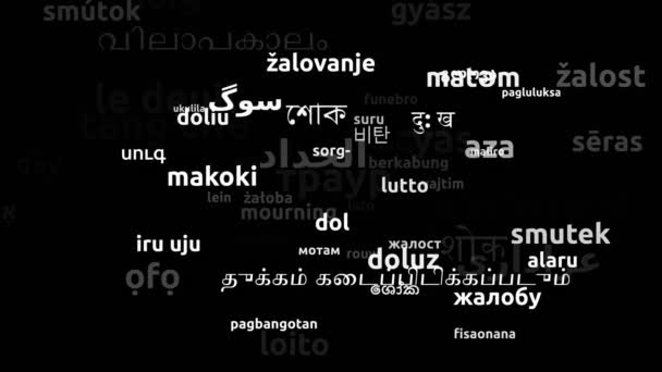 Dünya Dilinde Yas Çevirisi Sonsuz Döngüsü Büyüyen Kelimeler Bulutu Maskesi — Stok video