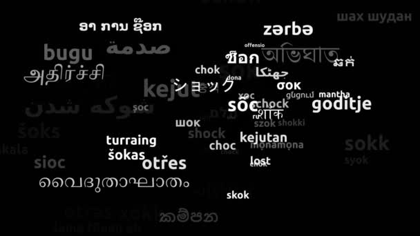 Shock Translated Worldwide Languages Endless Looping Zooming Wordcloud Mask — Stock video