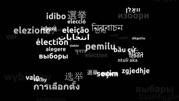 Elección Traducido Idiomas Mundiales Endless Looping Ampliación Máscara Wordcloud — Vídeo de stock