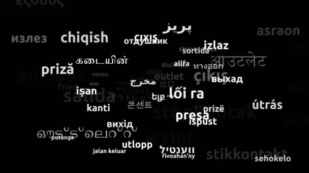 Outlet Translated Worldwide Languages Endless Looping Zooming Wordcloud Mask — Stock Video