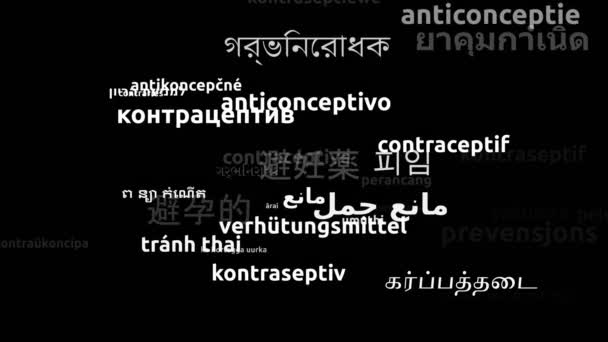 Contraceptive Translated Worldwide Languages Endless Looping Zooming Wordcloud Mask — Stock Video