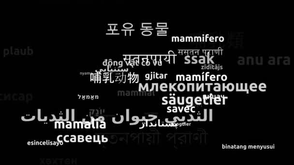 Mammal Translated Worldwide Languages Endless Looping Zooming Wordcloud Mask — Stock Video