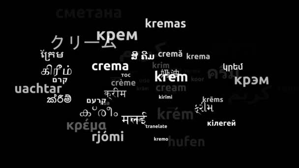 Crema Traducido Idiomas Mundiales Endless Looping Ampliación Máscara Wordcloud — Vídeos de Stock