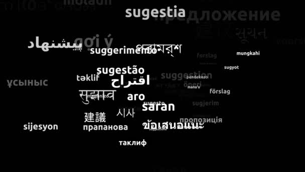 Sugestão Traduzida Idiomas Todo Mundo Endless Looping Zooming Wordcloud Mask — Vídeo de Stock