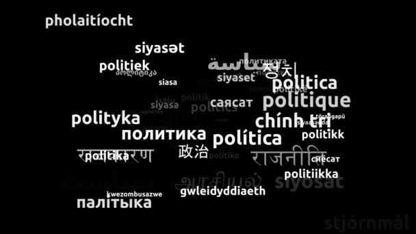 Politiek Vertaald Wereldwijd Talen Endless Looping Zooming Wordcloud Mask — Stockvideo