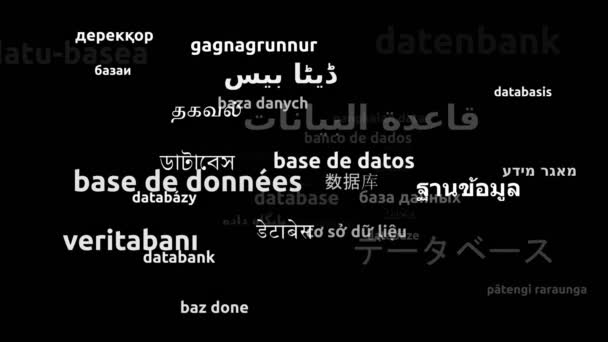 Base Datos Traducida Idiomas Todo Mundo Endless Looping Zoom Wordcloud — Vídeos de Stock