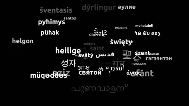 Saint Traducido Idiomas Mundiales Endless Looping Zoom Wordcloud Mask — Vídeo de stock
