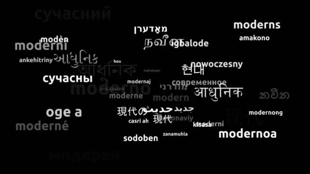 Modern Translated Worldwide Languages Endless Looping Zooming Wordcloud Mask — Stock Video