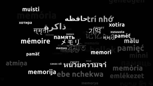 Memoria Traducida Idiomas Mundiales Endless Looping Zoom Wordcloud Mask — Vídeo de stock