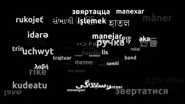 Handle Translated Worldwide Languages Endless Looping Zooming Wordcloud Mask — Stock Video