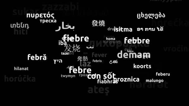 Feber Oversat Til Sprog Hele Verden Endless Looping Zooming Wordcloud – Stock-video