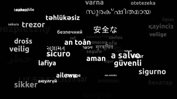 Safe Translated Worldwide Languages Endless Looping Zooming Wordcloud Mask — Vídeo de Stock