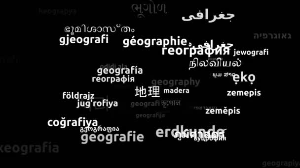 Geografi Oversat Hele Verden Sprog Endless Looping Zooming Wordcloud Mask – Stock-video