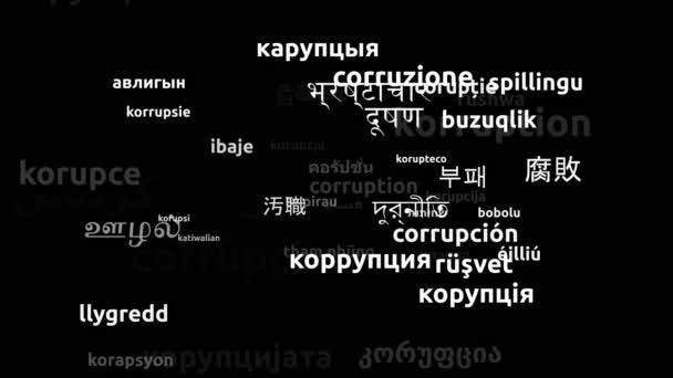 Corrupção Traduzida Idiomas Todo Mundo Endless Looping Zooming Wordcloud Mask — Vídeo de Stock