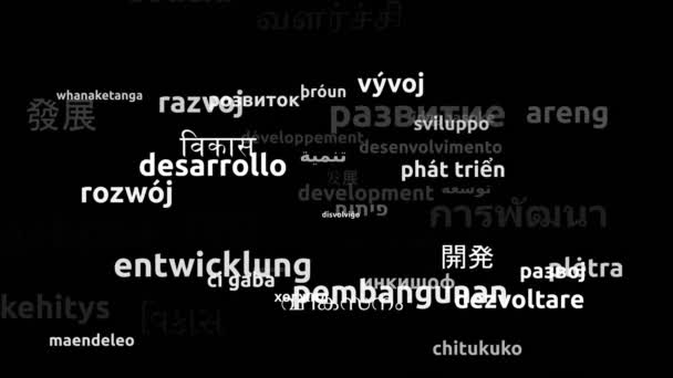 Desarrollo Traducido Idiomas Mundiales Endless Looping Zoom Wordcloud Mask — Vídeos de Stock