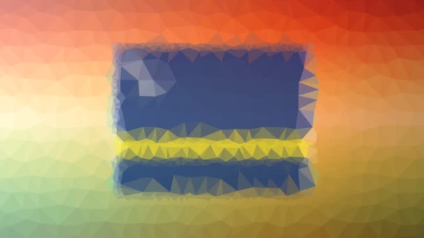 Cura Flag Iso Verschijnen Techno Tessellated Looping Bewegende Polygonen — Stockvideo