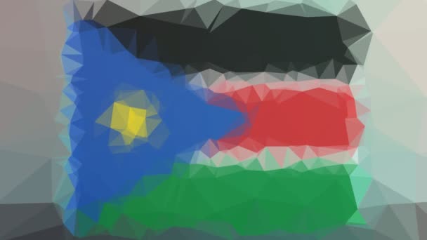 Bandiera Sud Sudan Iso Dissolve Triangoli Mobili Loop Tecno Tessellati — Video Stock