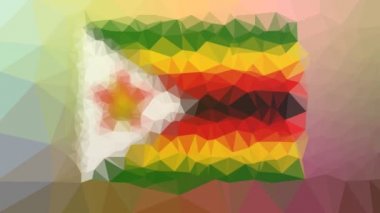 Zimbabwe Flag ISO: ZW soluklaşır Garip tesselleme döngüsü animasyon üçgenleri