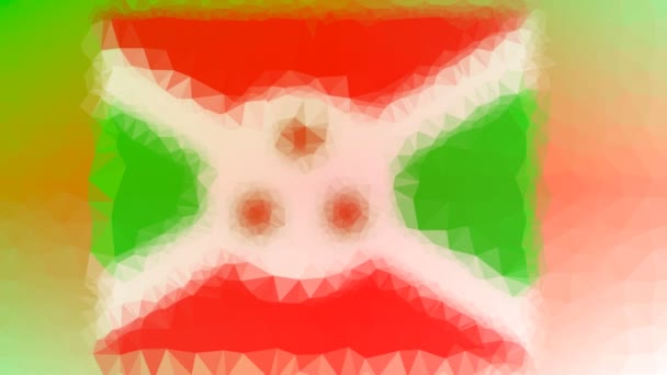 Burundi Vlag Iso Verschijnen Vreemde Tessellated Looping Geanimeerde Driehoeken — Stockvideo