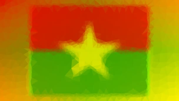 Burkina Faso Flag Iso Megjelenő Technológiai Tesselláló Hurok Pulzáló Sokszögek — Stock videók