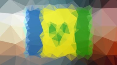 Saint Vincent ve Grenadines Bayrağı ISO: VC hareket eden çokgenleri ilginç bir şekilde tesselliyor