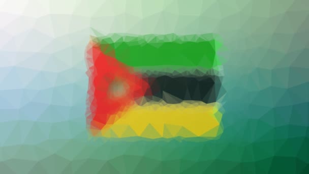 Σημαία Μοζαμβίκης Iso Διαλύοντας Ενδιαφέροντα Tessellation Looping Πολύγωνα — Αρχείο Βίντεο
