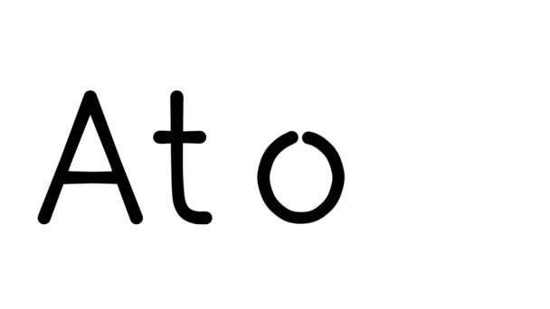 Atom Handgeschreven Tekst Animatie Verschillende Sans Serif Fonts Gewichten — Stockvideo