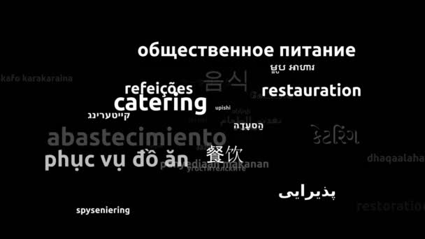 Catering Vertaald Wereldwijde Talen Endless Looping Zooming Wordcloud Mask — Stockvideo