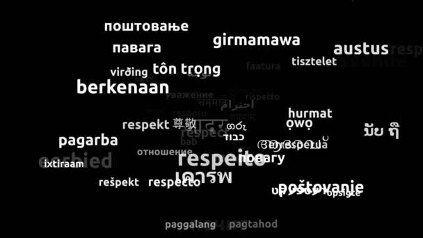 Respect Translated Világszerte Nyelvek Végtelen Hurkolás Zoom Wordcloud Maszk — Stock videók