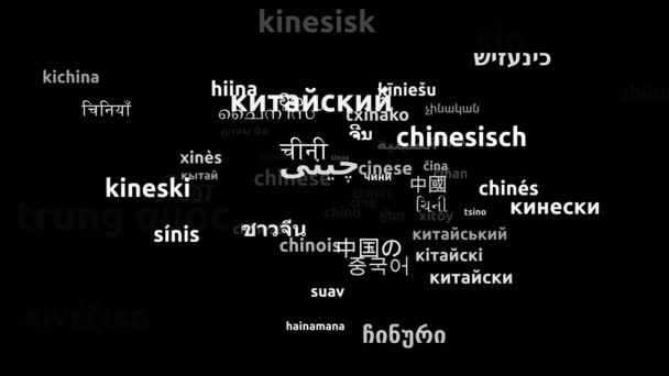 Chinees Vertaald Wereldwijde Talen Endless Looping Zooming Wordcloud Mask — Stockvideo