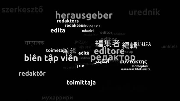 Editor Tradotto Lingue Tutto Mondo Looping Infinito Zoom Wordcloud Mask — Video Stock