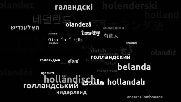 Dutch Translated Worldwide Languages Endless Looping Zoom Wordcloud Mask — Stock video