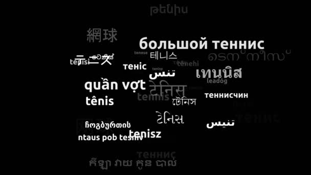 41の世界的な言語で翻訳されたテニスエンドレスループ3Dズームワードクラウドマスク — ストック動画